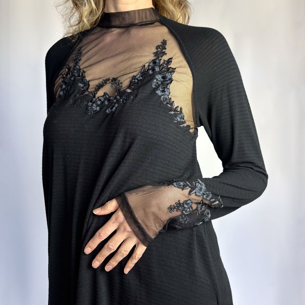 Free People Saheli Embroidered Mesh Tunic Top – Large
